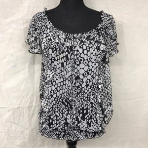 Apartment 9 sheer elastic banded waist top L